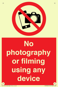 No photography or filming using any device